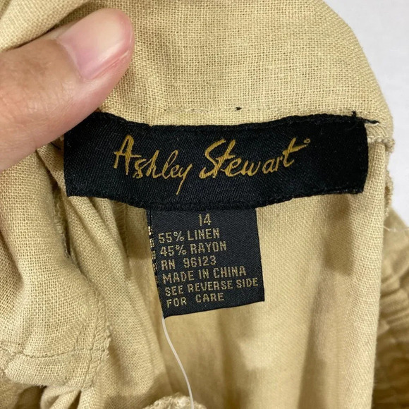 NEW Ashley Stewart Cream/Beige Straight Leg Linen Blend Pants size 14 - Picture 3 of 11